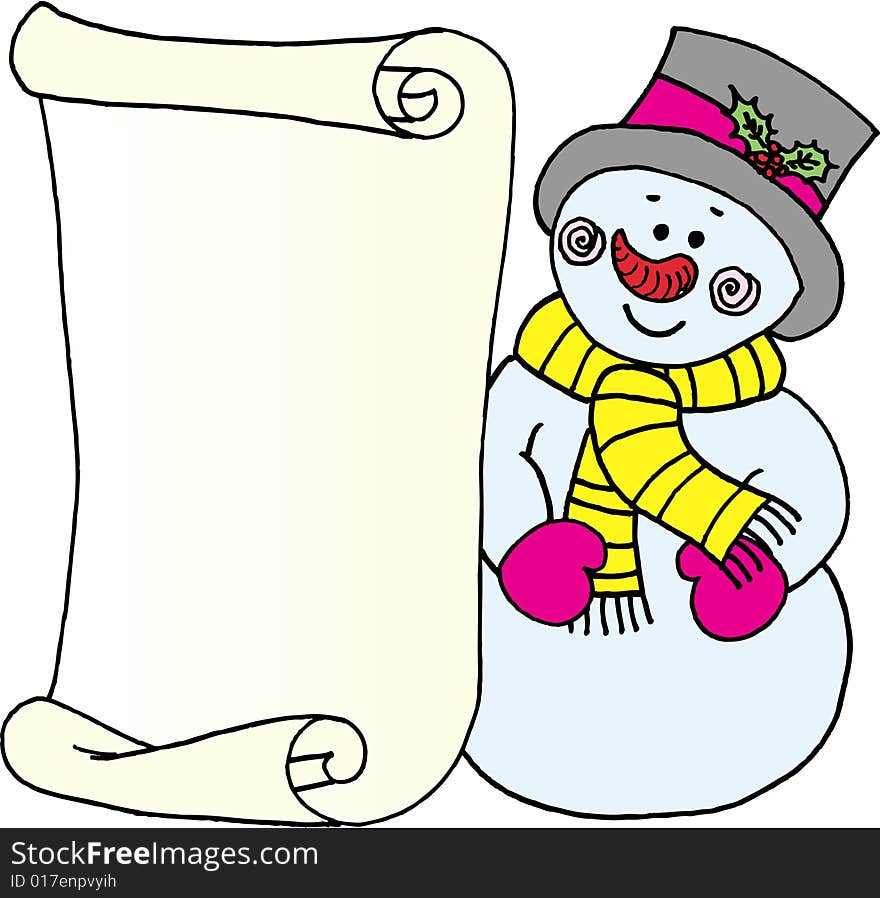 Snowman - message letter for Santa Claus