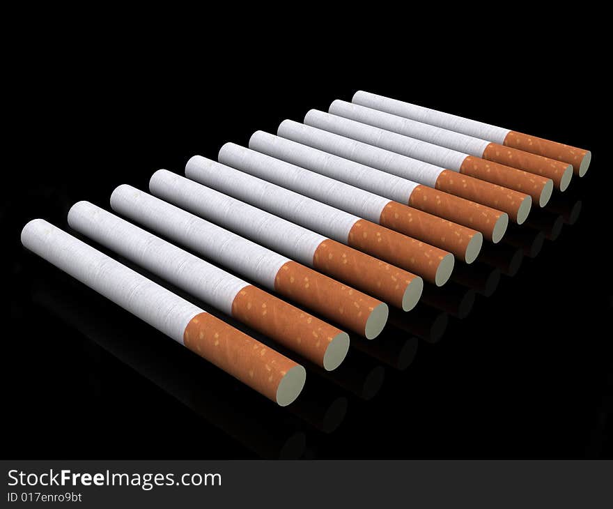 Cigarettes isolated on black background