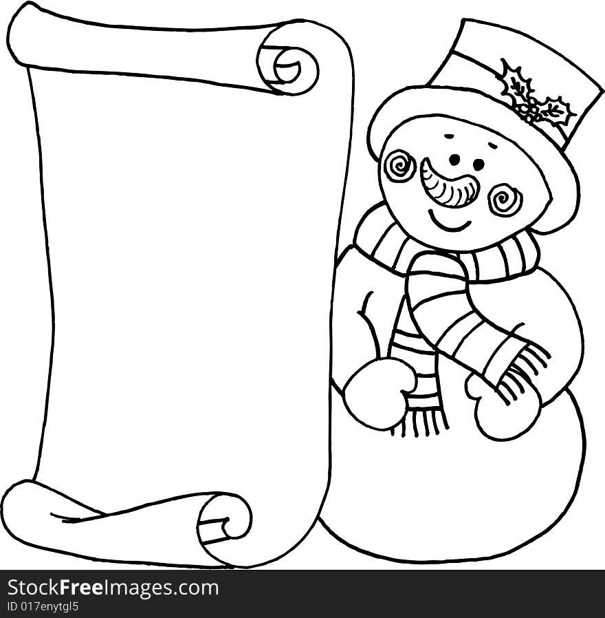 Snowman - message letter for Santa Claus