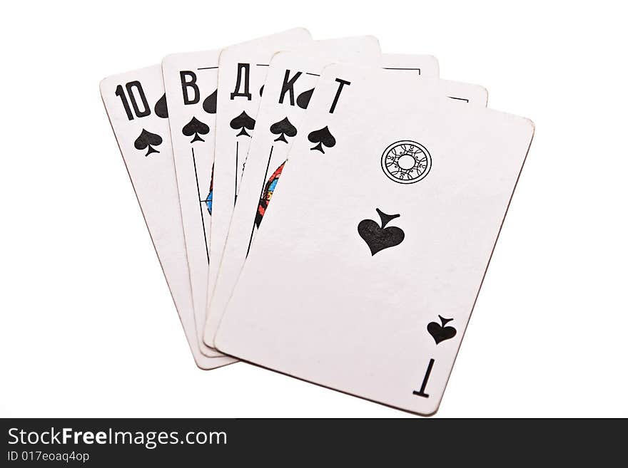 Pocker street five cards combo isolated