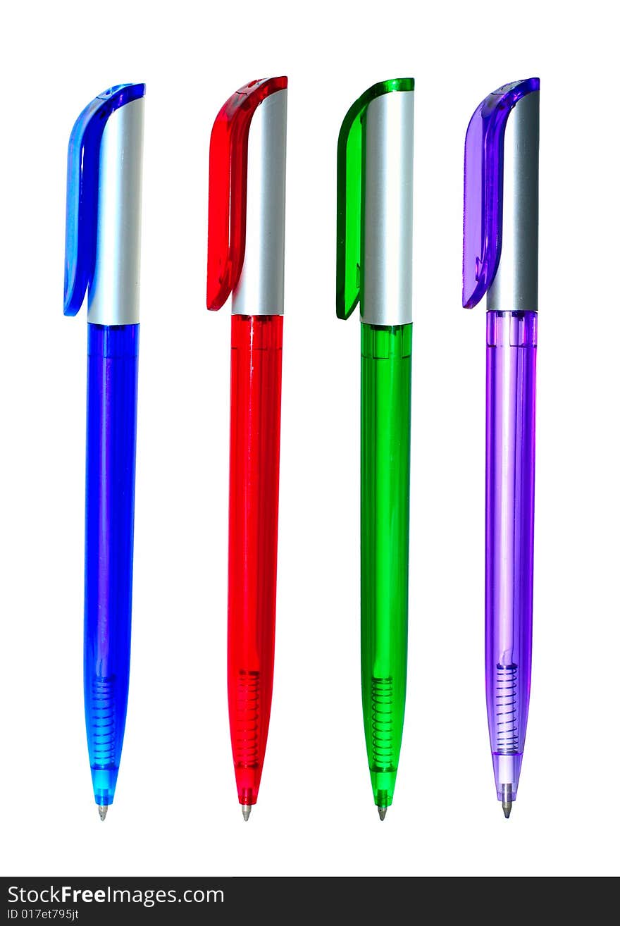 Multi-coloured handles on a white background. Multi-coloured handles on a white background