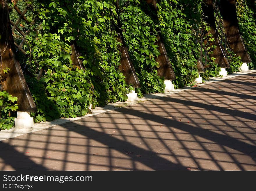 A view of a vintage style ornated passage. A view of a vintage style ornated passage