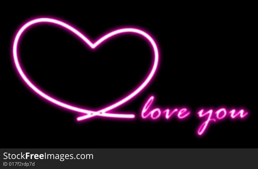 A big fat glowing heart leads to the words love you