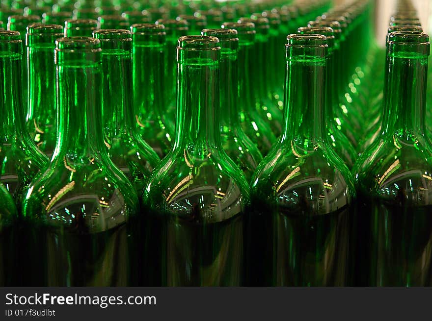 Wine bottles ready to be filled