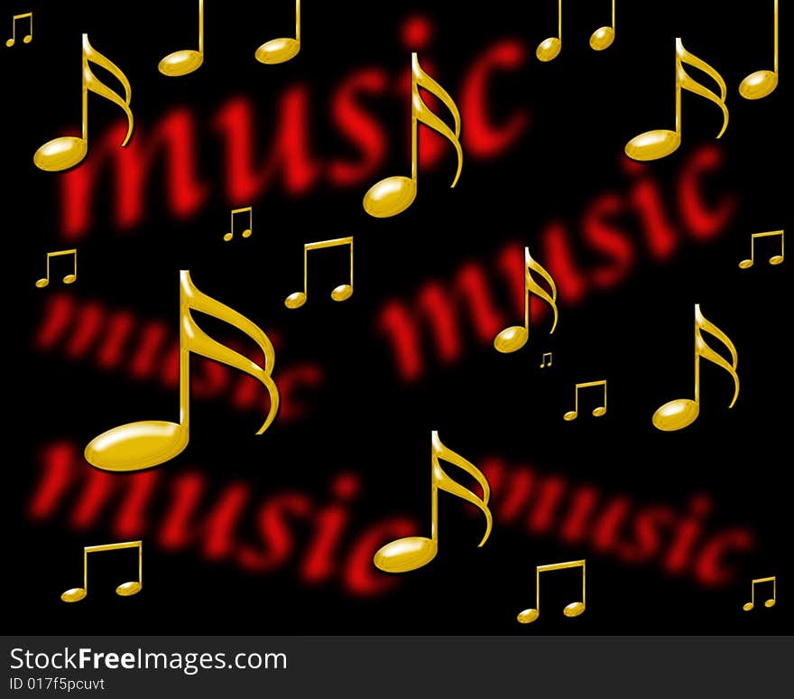 Digitally made music note background. Digitally made music note background