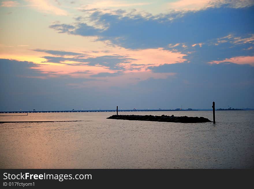 Sunset in an ocean bay. Sunset in an ocean bay