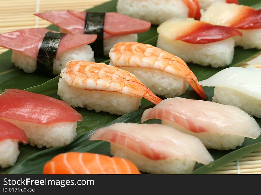 Prepared and delicious sushi