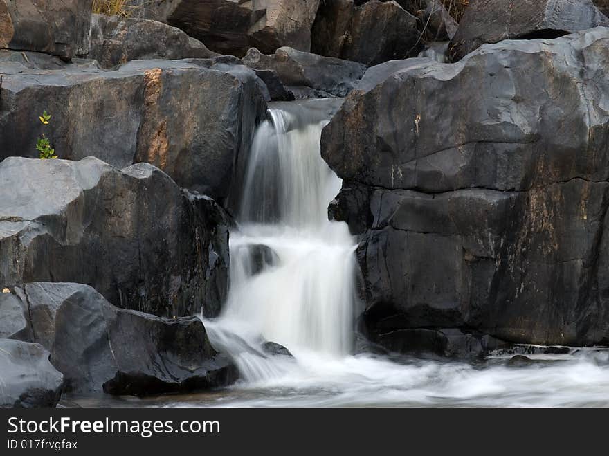 Long exposure motion blurred waterfall in western Wisconsin