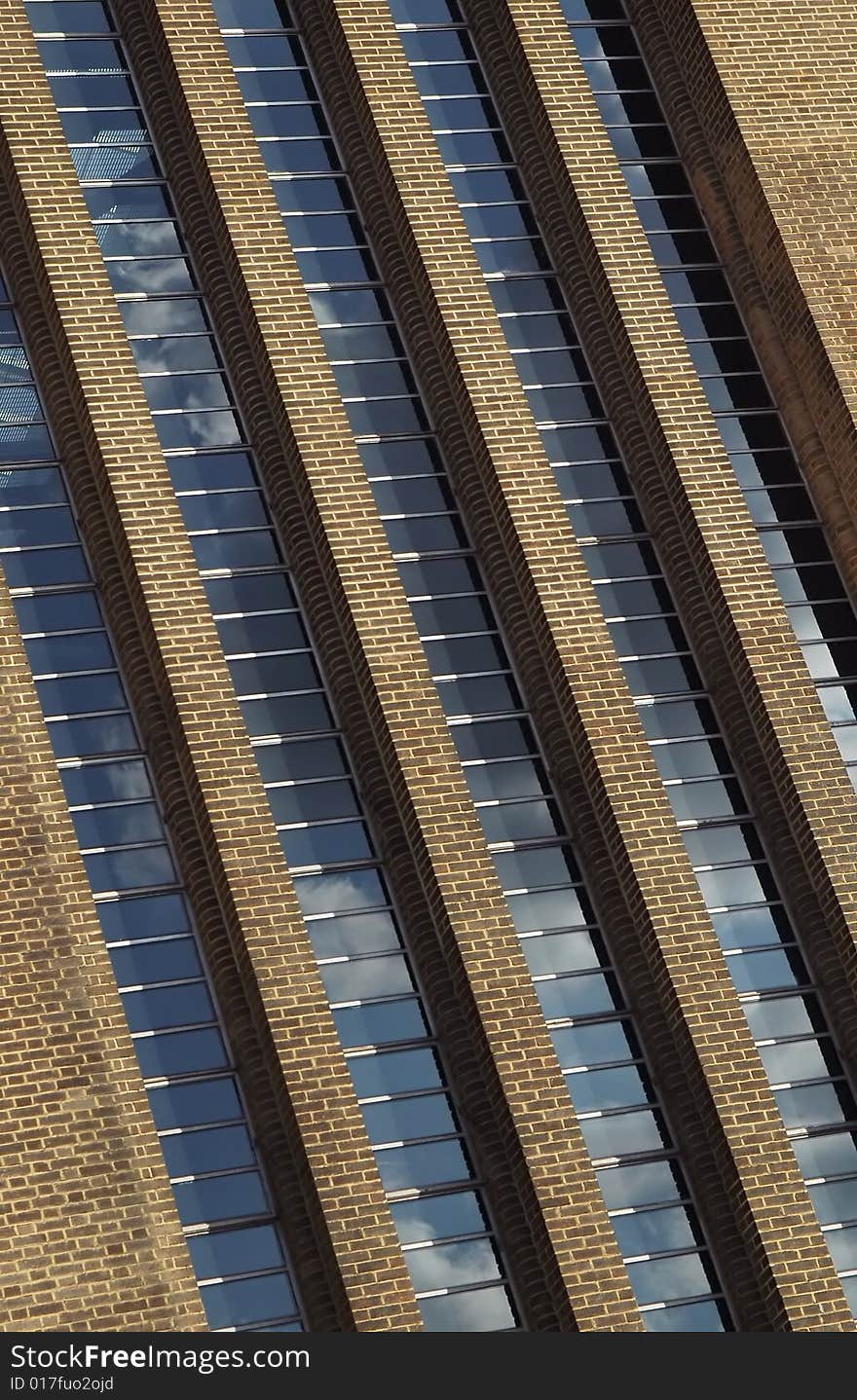 Brick and glass abstract building exterior