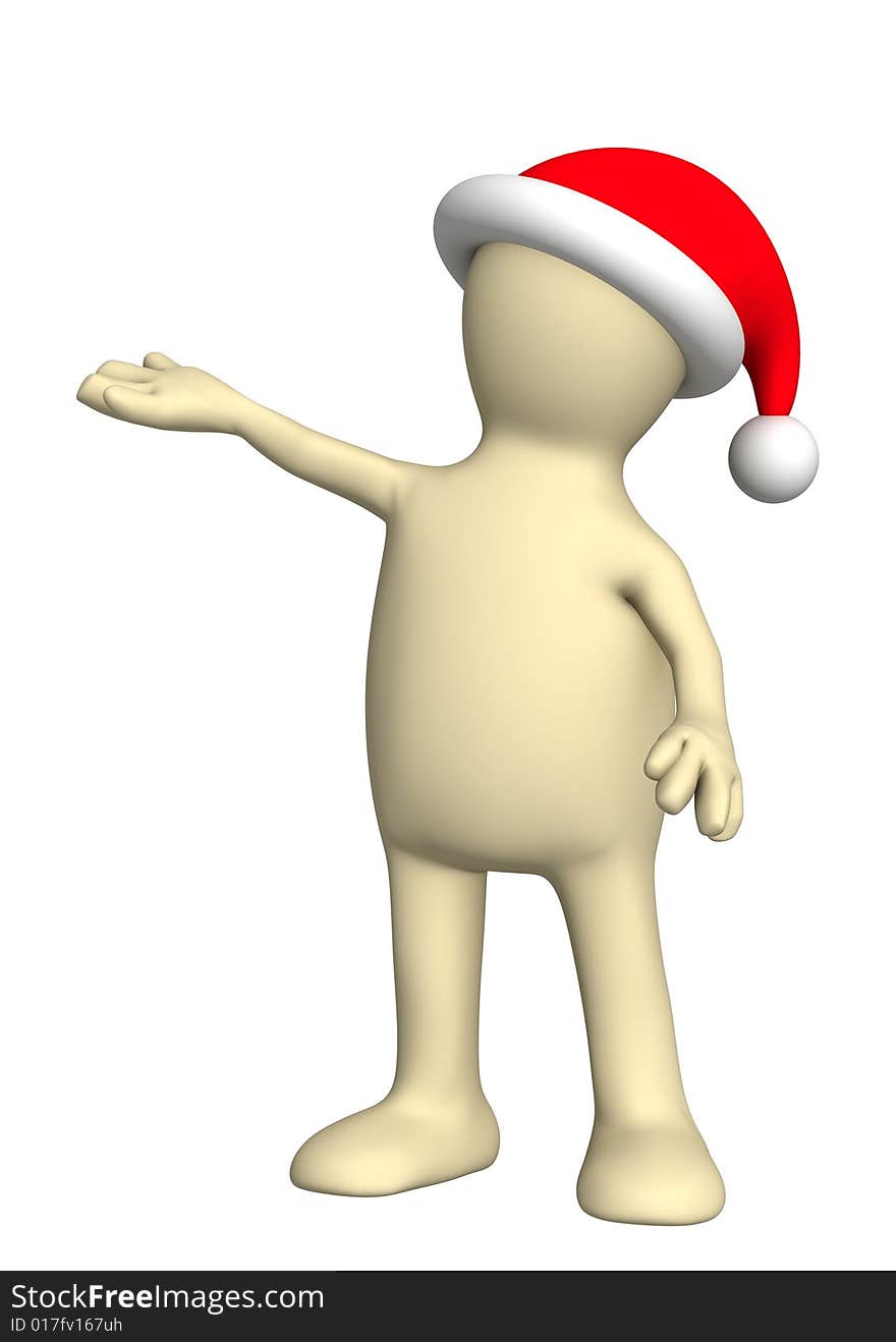 Puppet in a christmas costume. Object over white