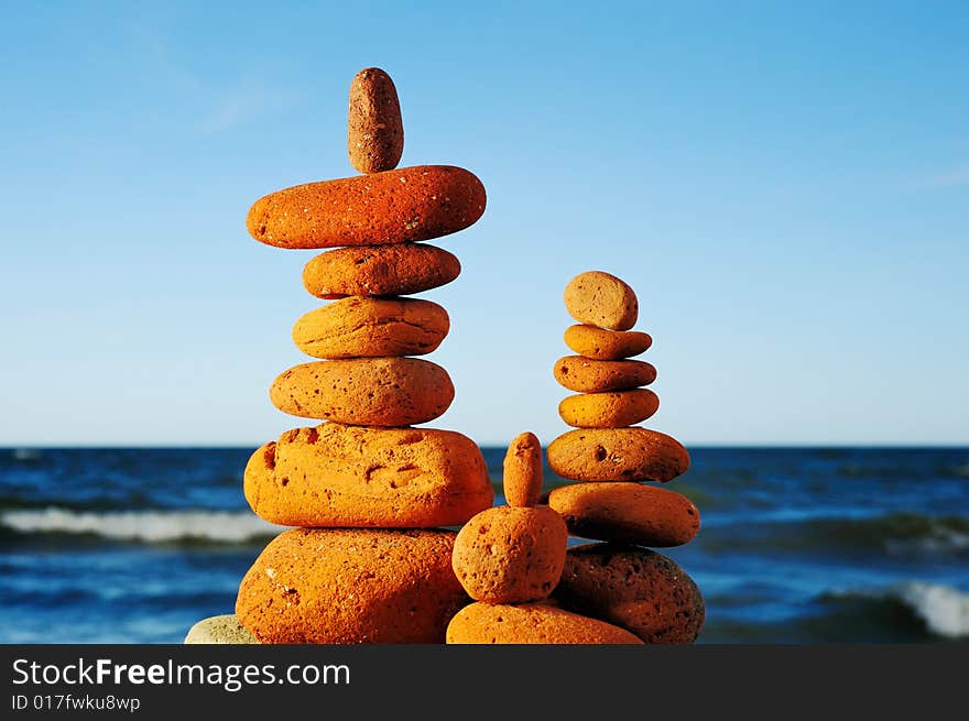 Red stones on a beach