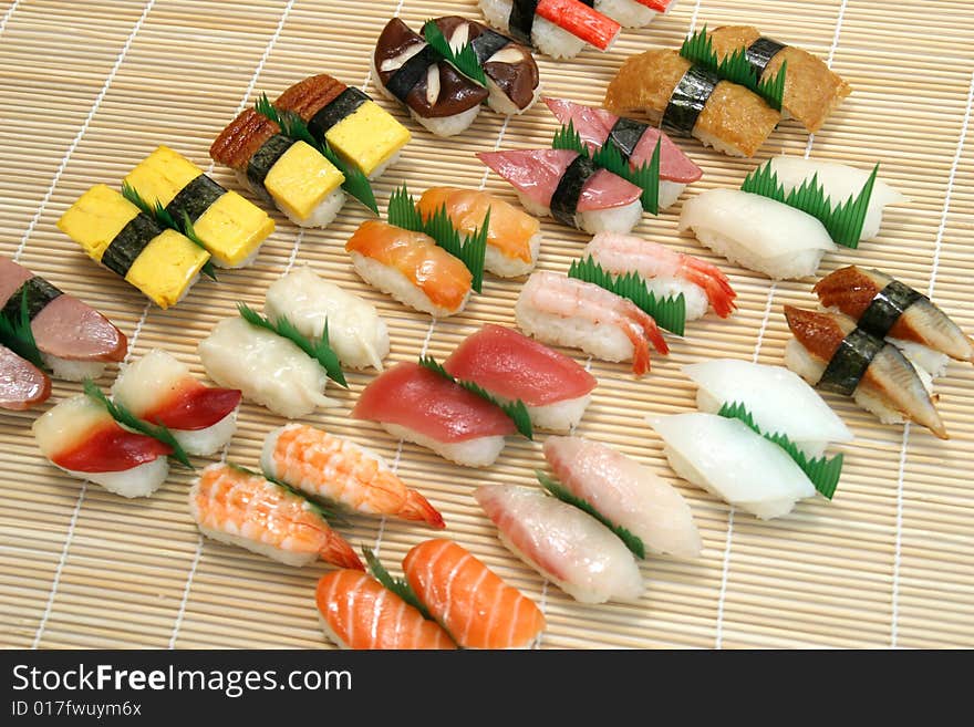 Prepared and delicious sushi