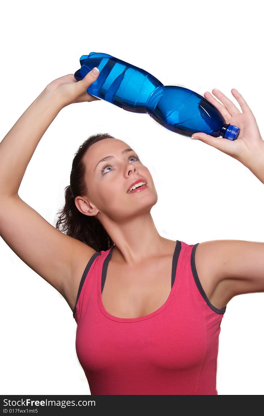 Sporty girl with bottle of water