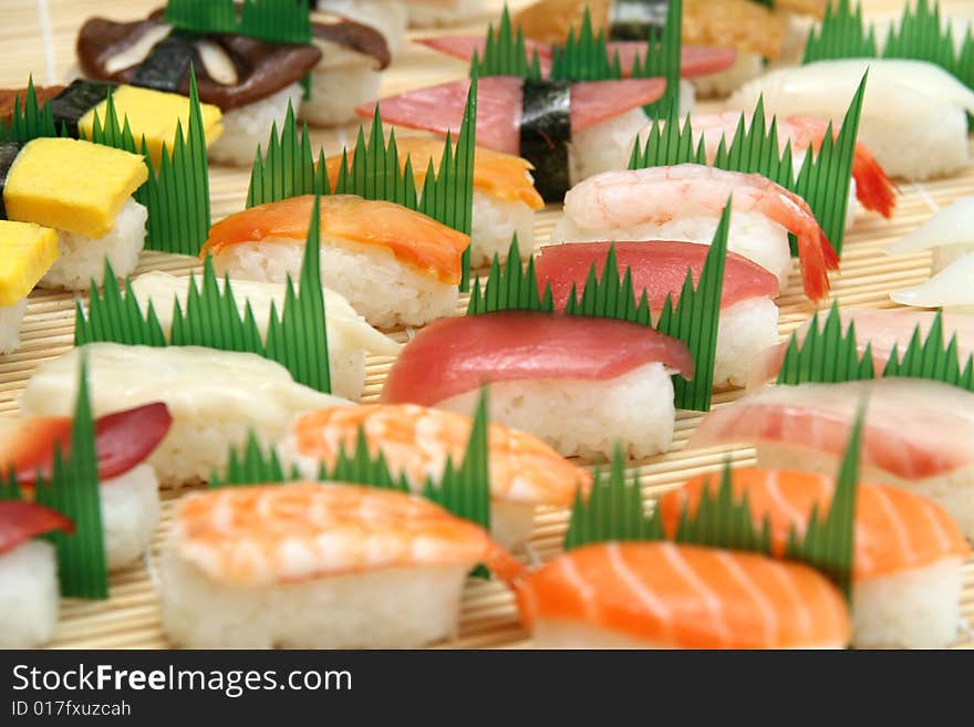 Prepared and delicious sushi