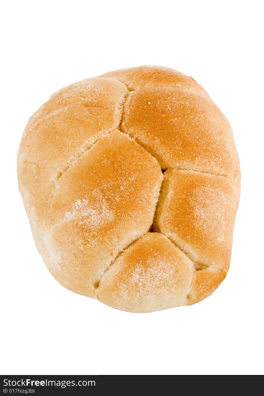 A freshly baked bun on the white background