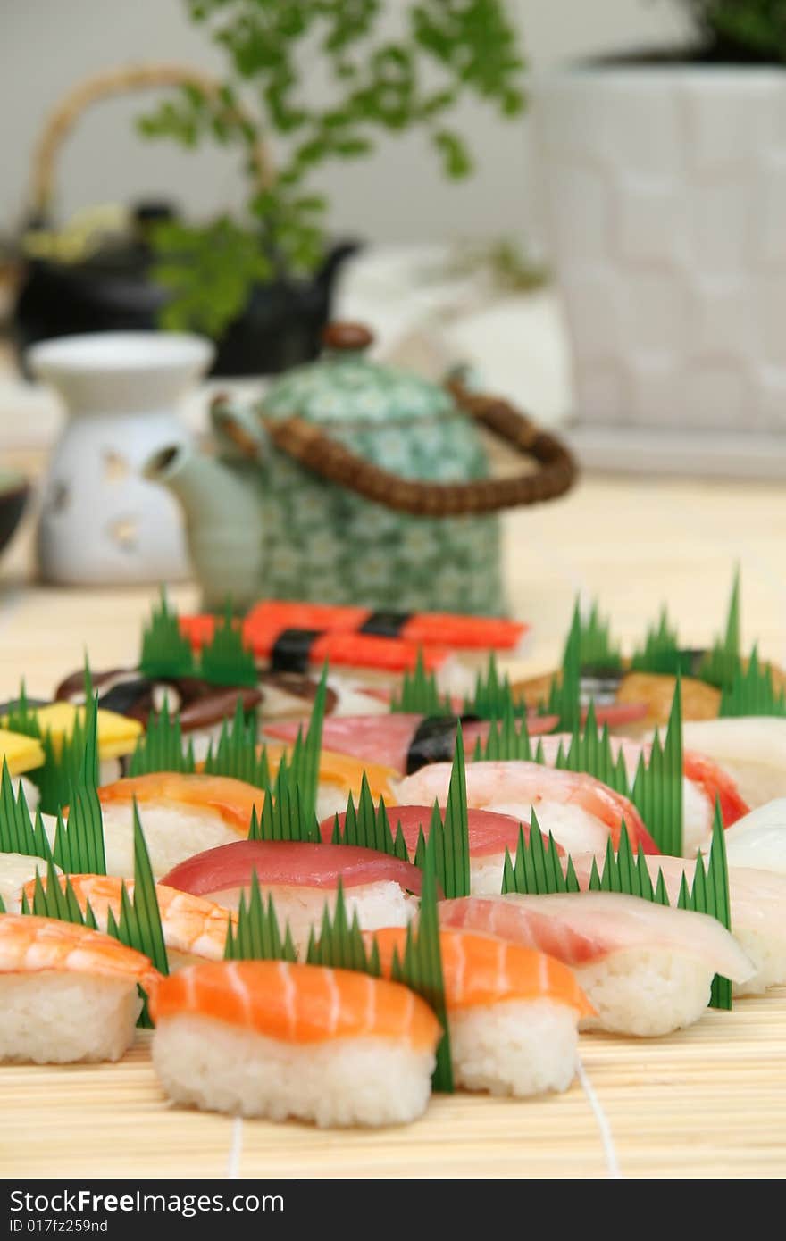 Prepared and delicious sushi