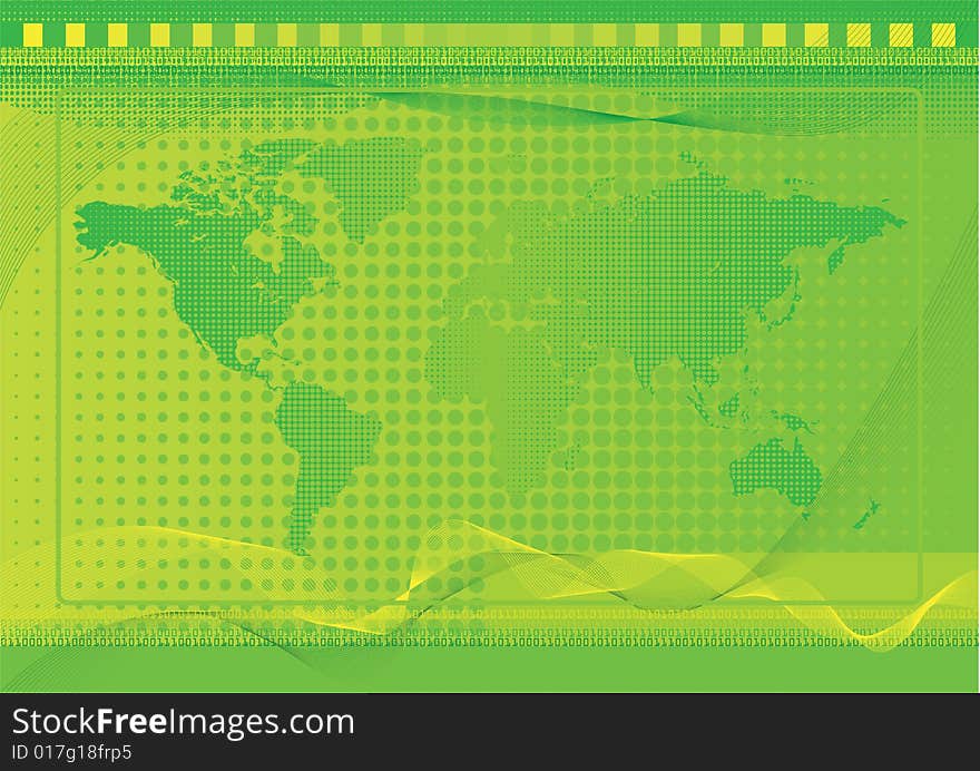 Green world background with halftone and dot effects and blends. Green world background with halftone and dot effects and blends