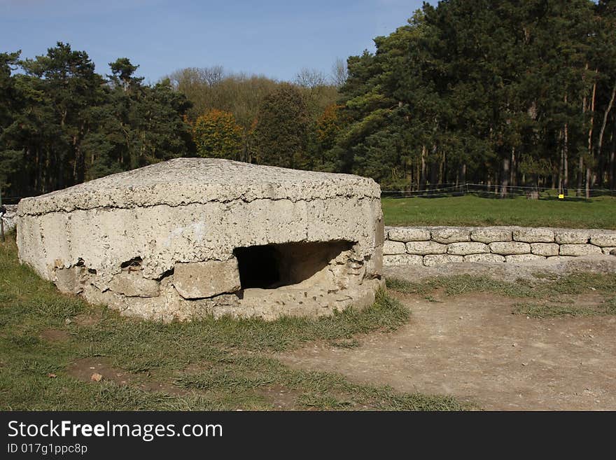 Pillbox iand trenches n Canadian National Vimy Memorial Park. Pillbox iand trenches n Canadian National Vimy Memorial Park