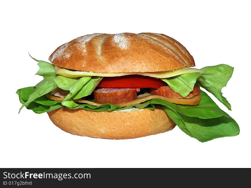 Breadroll sandwich isolated