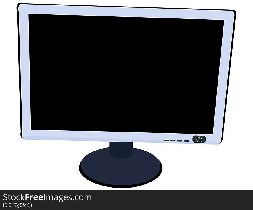 Flat monitor on isolated white background