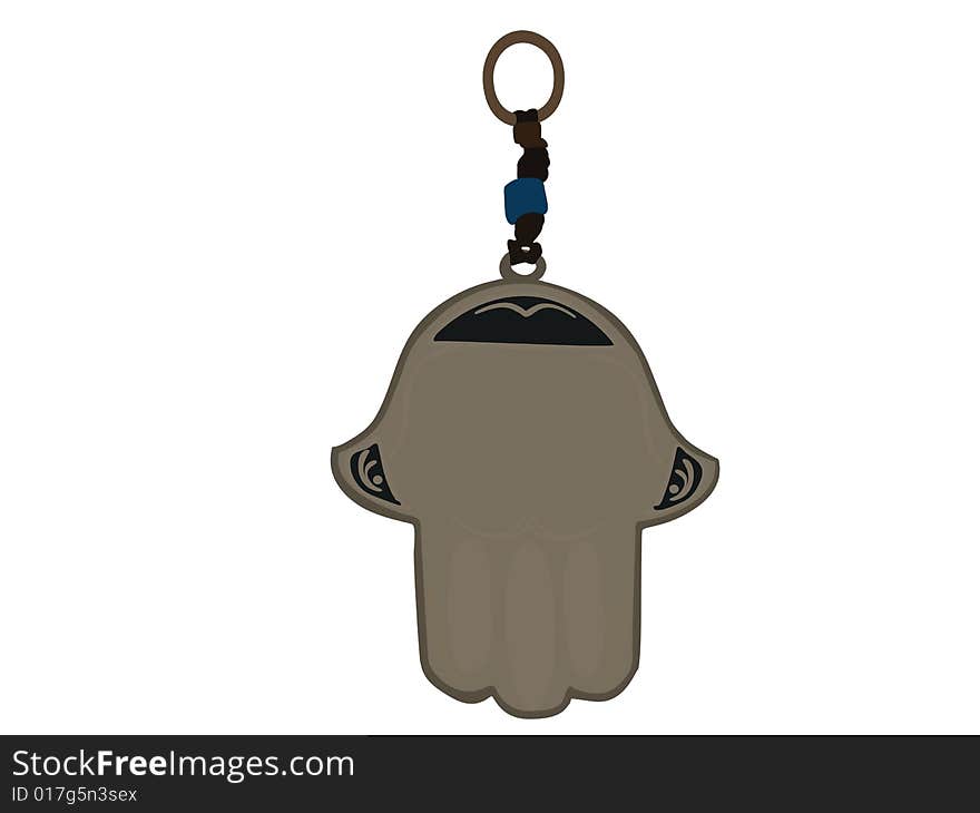 Hamsa hand hanged on isolated background