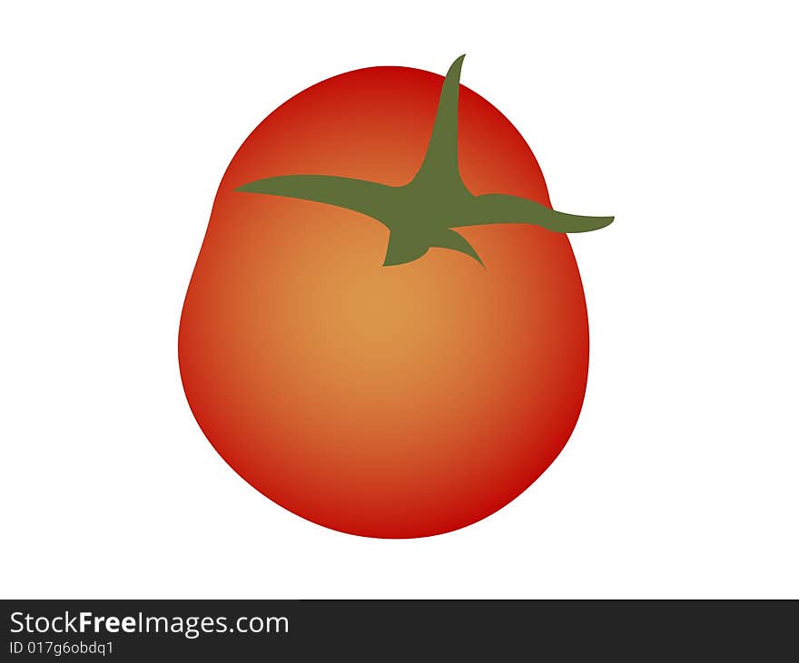 A tomato on white background