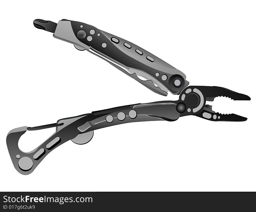 Stainless steel pliers on white background