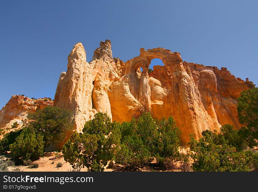 View of the red rock formations in Grand Staircase Escalante National Monument with blue sky�s and clouds