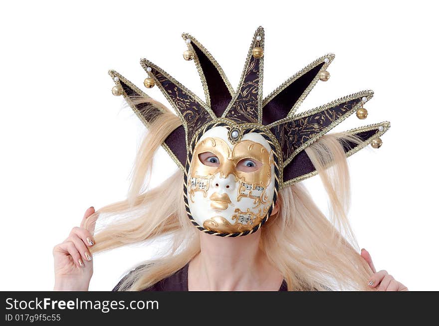 A pretty woman in venus music mask