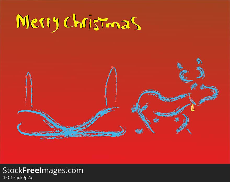 Stylized Christmas sledge on red background.