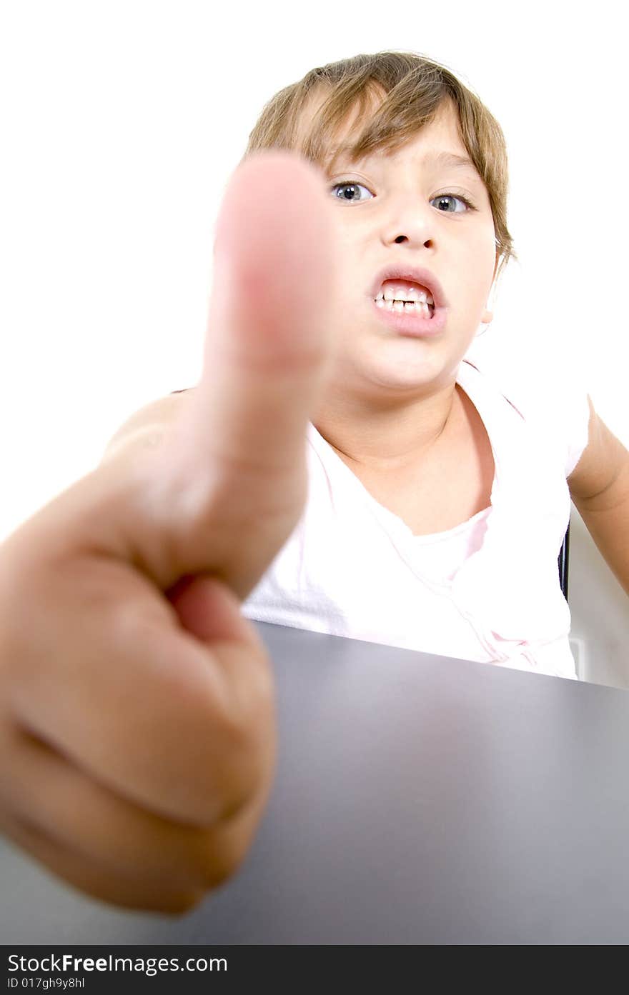 Little girl showing you thumb s up  gesture