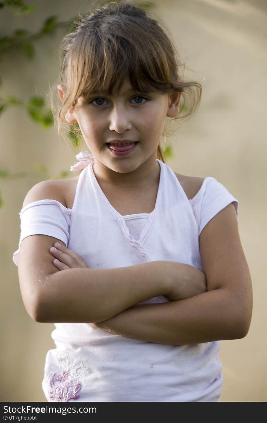 Portrait of little girl with crossed arms