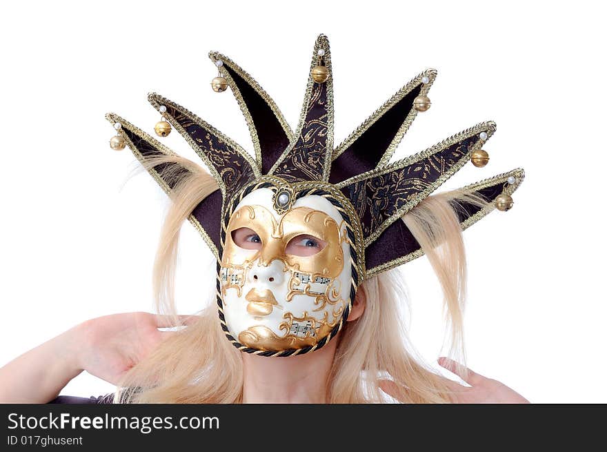 Pretty woman in venus music mask