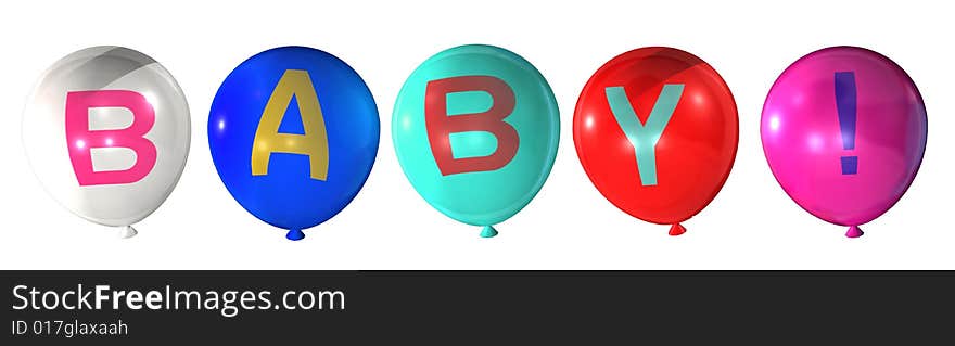 Baby word on colorful balloons