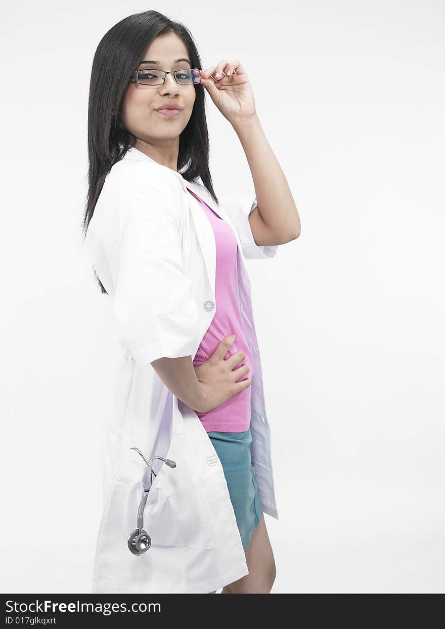 Asian woman dressed as a doctor