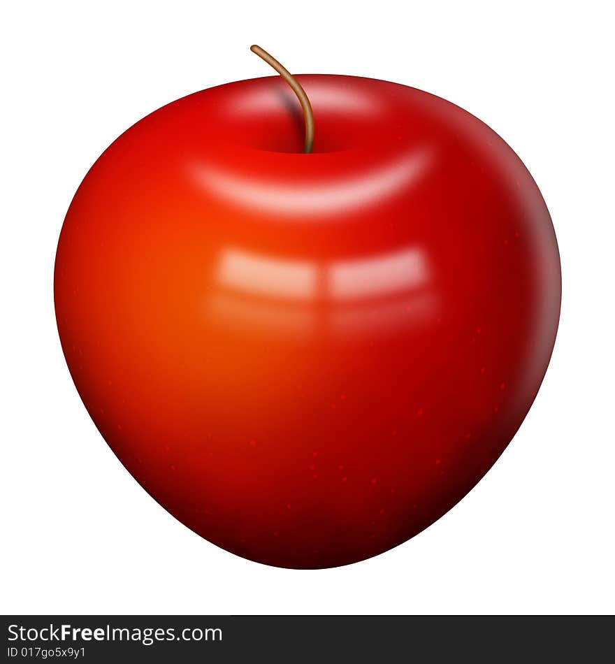 A computer llustration of a shinny red apple, isolated on a white background. A computer llustration of a shinny red apple, isolated on a white background.