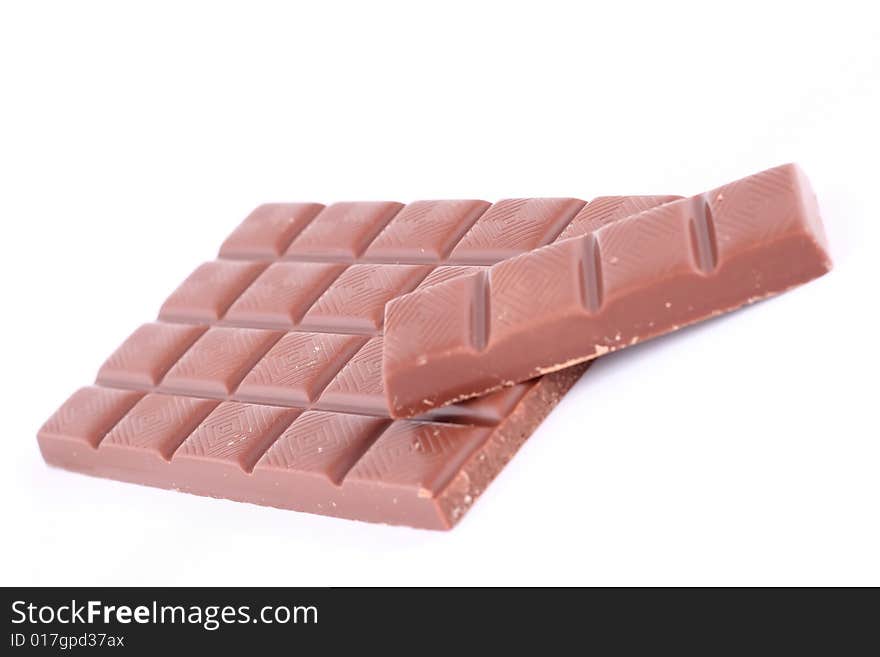 Chocolate bar, cocoa, isolated over white background