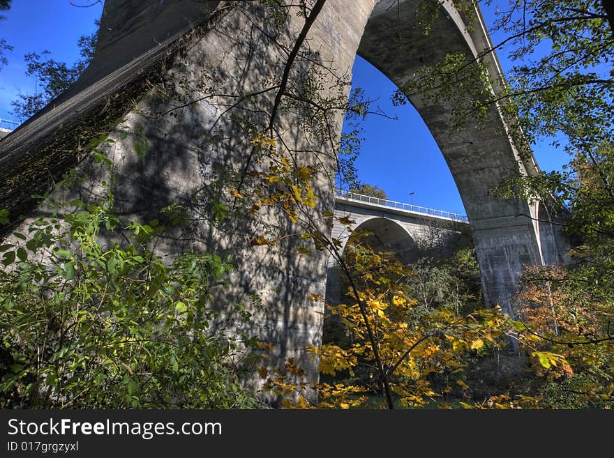 Road and Rail bridge over the River Iller in Kempten. Road and Rail bridge over the River Iller in Kempten