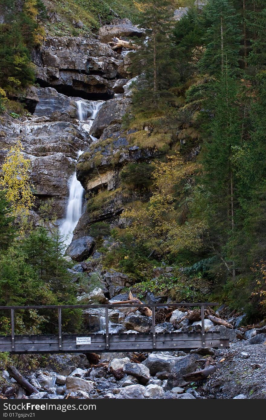 Waterfall And Bridge Portrait