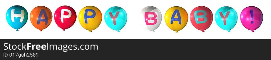 Happy baby word on colorful balloons