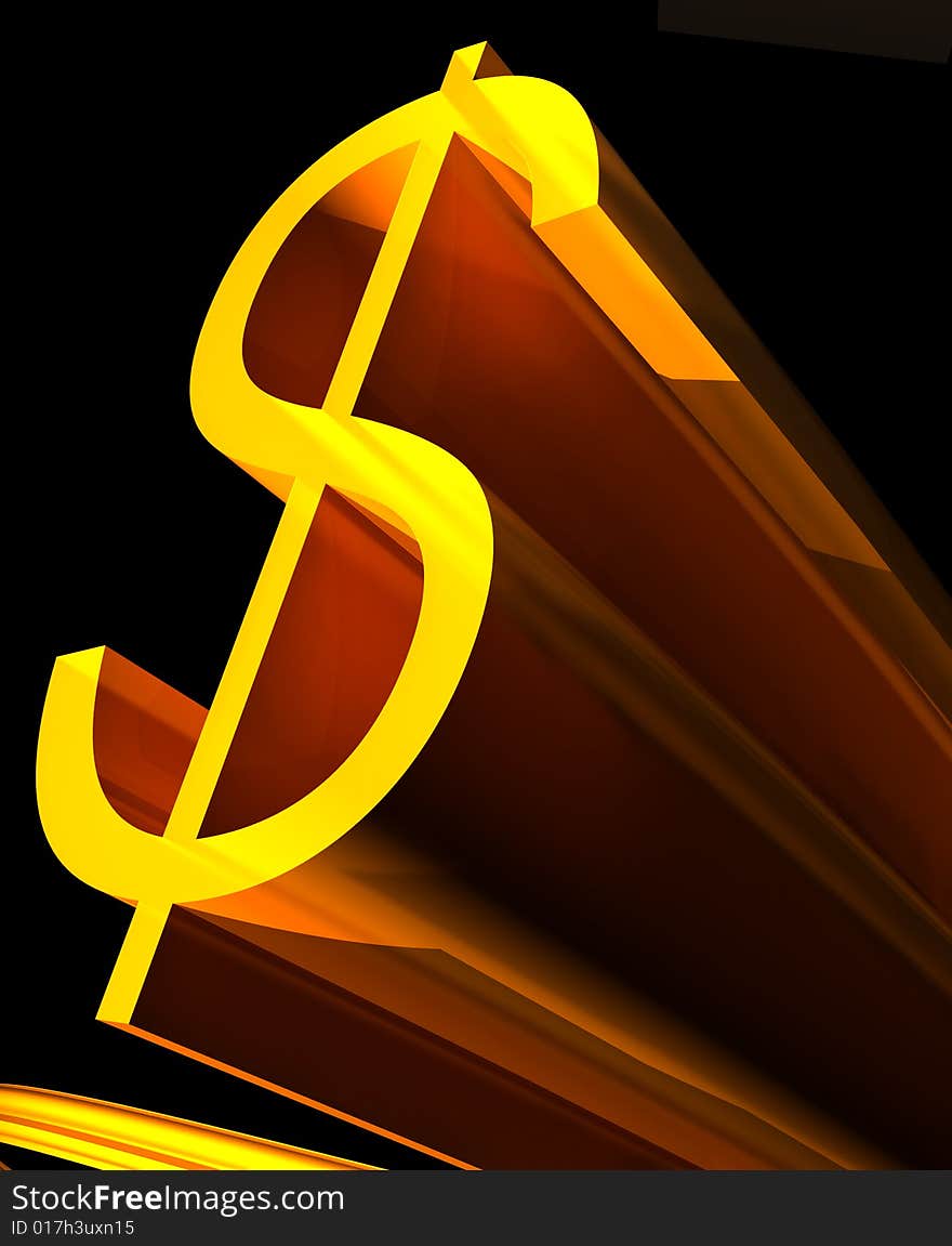 golden Dollar in black background