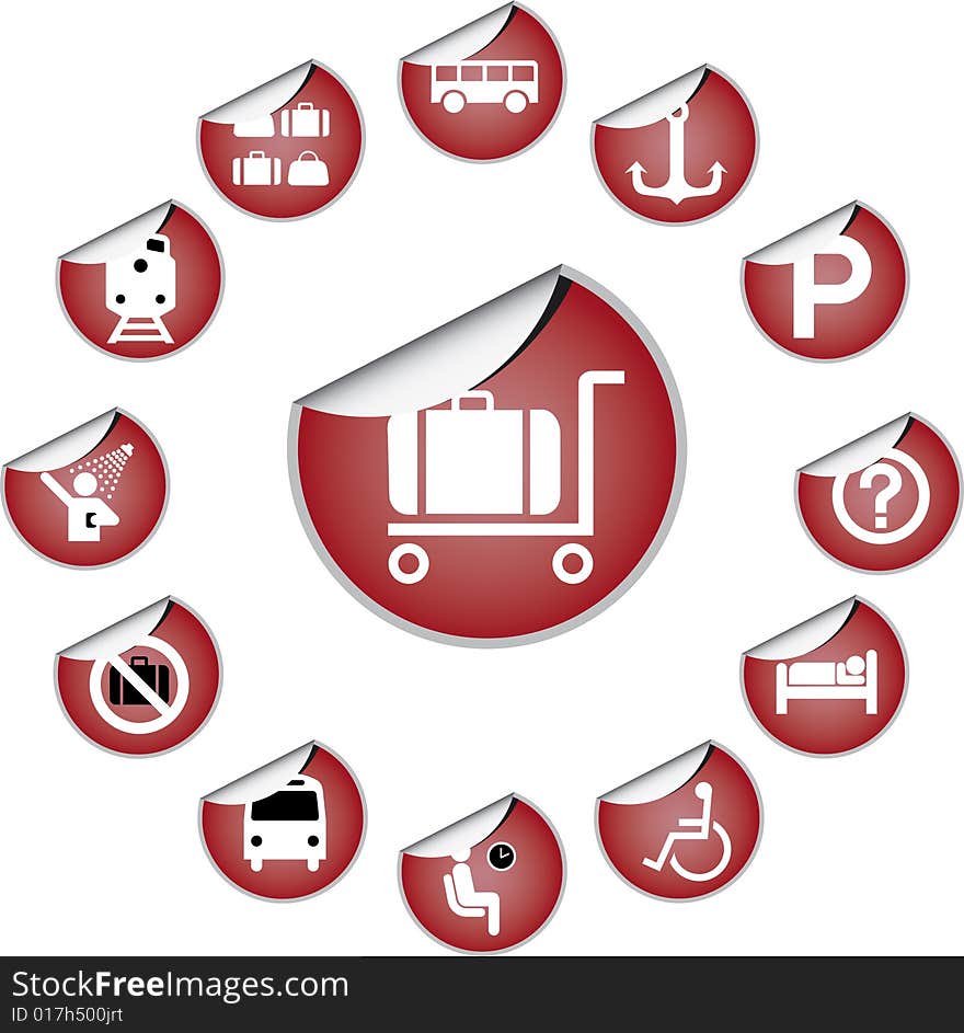 Set buttons - 84_H. Transport icons. Icons and symbols used at stations and aeroports