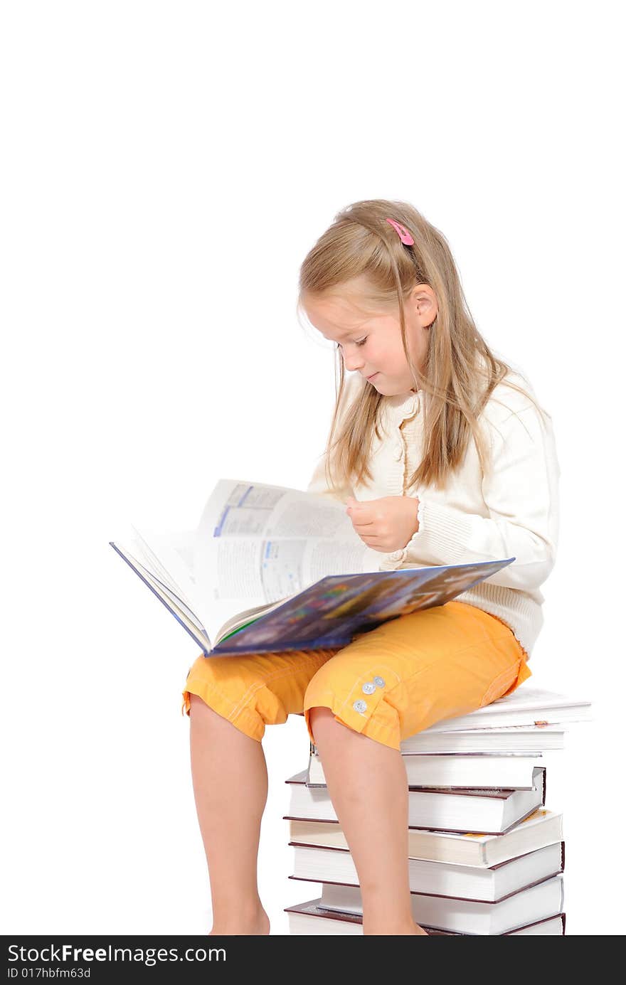 Girl with book. Isolation on the white. Girl with book. Isolation on the white.