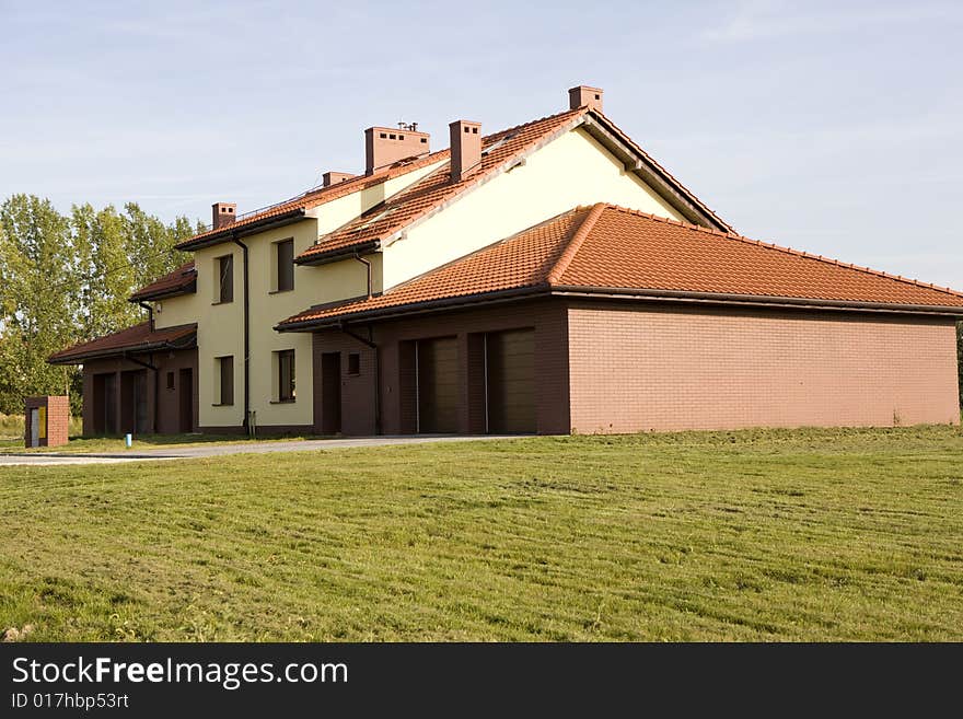 Large house in a new development. Large house in a new development.