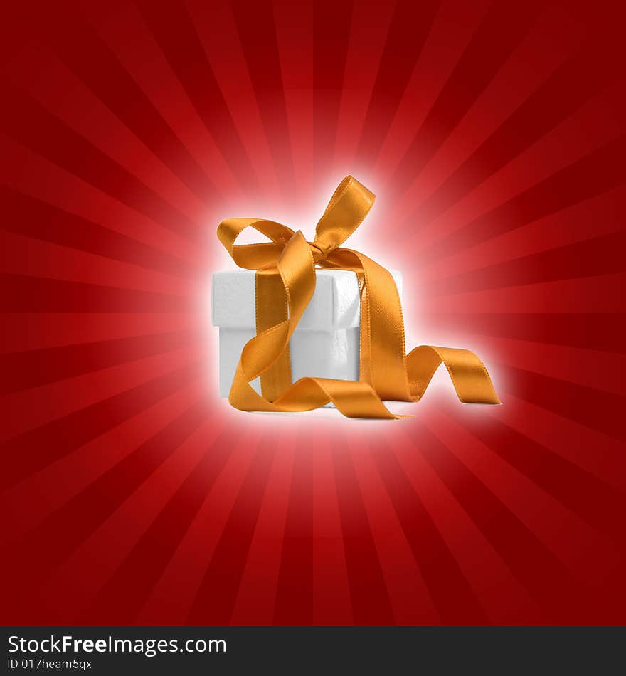 Present box with red background