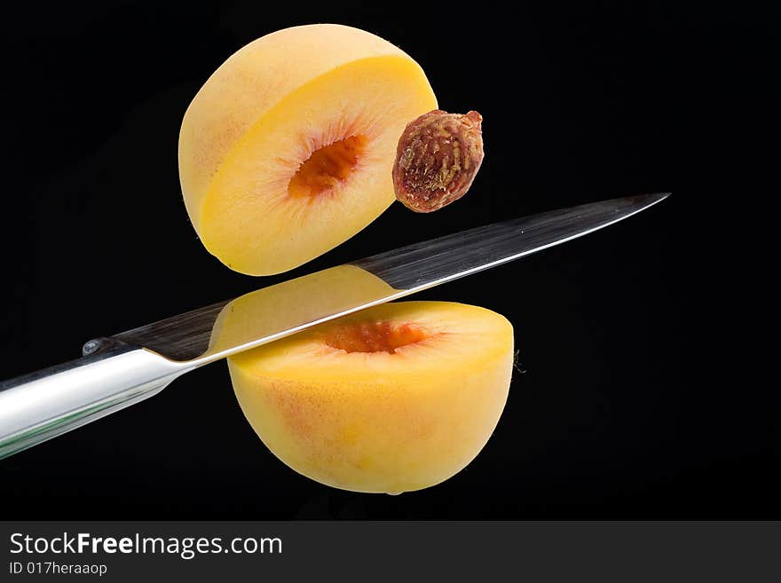 Fresh peaches isolated on a white background