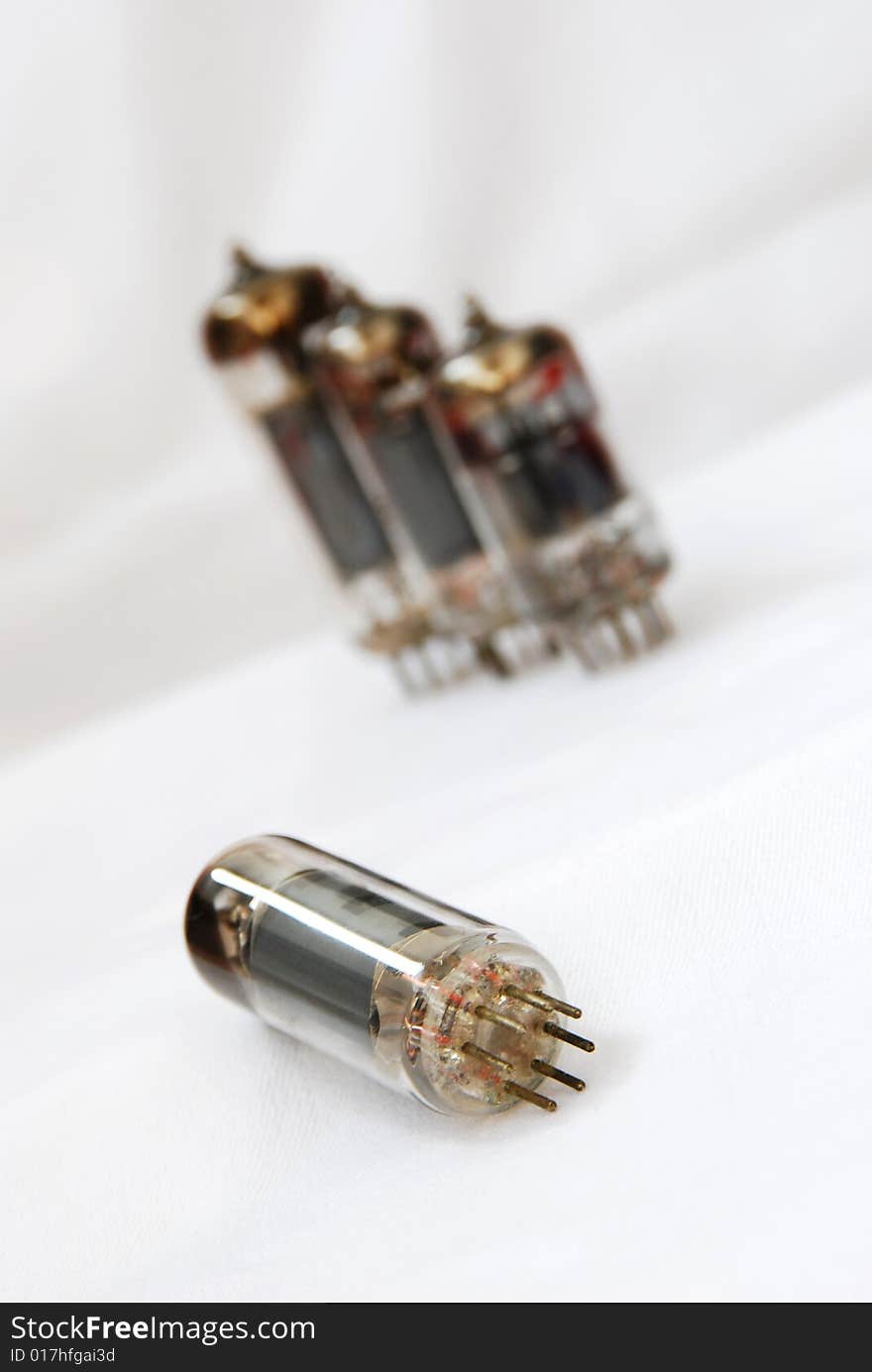 Vacuum radio tubes on white background. Vacuum radio tubes on white background