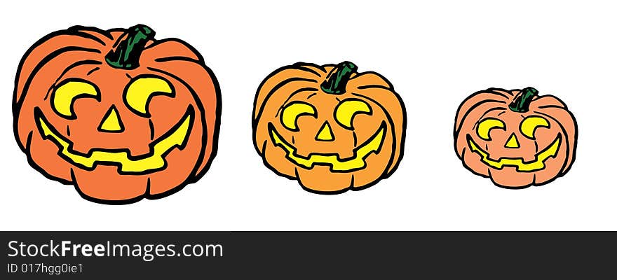 Illustration of a carved halloween pumpkins. Illustration of a carved halloween pumpkins