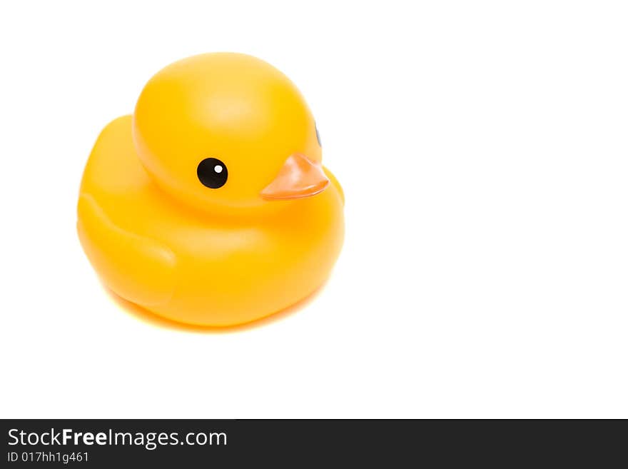 Yellow bath duck isolated on white background