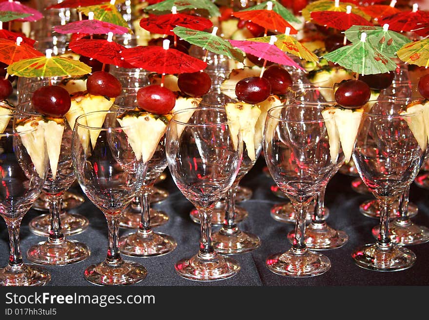 Cups decorated for cocktail party